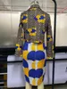 투피스 드레스 여성 패션 프린트 2 스커트 세트 Dashiki 아프리카 긴 소매 자르기 탑 슈트 미디 캐주얼 플러스 사이즈 OutfitTwo