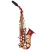 Tout nouveau saxophone soprano incurvé professionnel rouge Bb surface plaquée or ne se décolore pas ton saxo soprano de qualité professionnelle