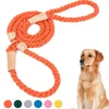 Dog Collars & Leashes Braided Cotton Rope For Dogs No Pull Training Leads Slip Collar P Leash Soft Handle Outside Walking 170cm Long Grey Gr