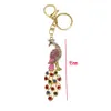 Émail Cristal Porte-clés De Luxe Multicolore Strass Animal Paon Pendentif Charme Forme Porte-clés Pour Cadeau