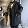 Men's Wool & Blends Oversized Men Korean Solid Winter Coat 2021 Male Black Harajuku Trench Flannel Button Jackets And Coats T220810