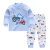 Kinder Jungen Mädchen Pyjama Sets Cartoon Print Langarm Nette T-shirt Tops mit Hosen Kleinkind Baby Schlafen Kleidung 220715