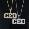 Chains Trendy Gold Plated Hip Hop Men Boy Iced Out Sparking Bling Cubic Zirconia Cz Letter CEO Pendant Tennis Chain Necklaces JewelryChains