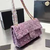 Designer Woolen Single-Shoulder väskor Kvinnokedja handväska lyxiga kvinnor elegans flip kuvertpåse mode korsbodi handväskor plånbok