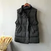 Women's Vests Fashion Winter Vest Warm Long Sleeveless Korean Stand-up Collar Cotton Waistcoat Gilet Female XZ650Women's