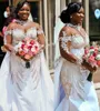 2022 grande taille arabe Aso Ebi luxueux sirène scintillante robe de mariée col haut manches longues robes de mariée robes ZJ553