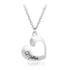 Pendentif Colliers 2pcs / Set Mère Fille Coeur Pendentifs Collier Creux Lettrage De Mode Argent Plaqué Pour La Fête Des Mères GiftPendant