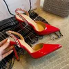 Stiletto hiel jurk schoenen Aminah Abdul Jillil Sandalen ontwerper Shiny Rhinestone Slingbacks Sandaal topkwaliteit Patent Leather 10,5 cm hoge hakken schoen 4-11