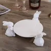 VILEAD Ceramic Cake Stand Fruit Plate Food Set Cute Rabbit Dessert Tableware Home Decor el Restaurant Living Table Decoration 220307