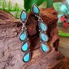 Dangle & Chandelier Vintage Water Drop Blue Stone Long String Earrings For Women Bohemian Jewelry Tibetan Turquoises EarringsDangle Farl22