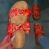 Kvinnor Tofflor Designers Flat Slides Sandaler Stor Sommar Platt Bottom Bow Casual Shoes DHL