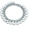 Argent sterling 925 classique mode argent coeur carte dames bracelet bijoux cadeau de vacances 200925