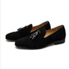 Brogue Men Dress Cow Suede Casual Black Slip On Tassels Loafers kantoor trouwschoenen mannelijk