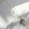 Pendant Necklaces Stainless Steel Medieval Mirror Rose Necklace Bead Sweater Chain Plated Geometric Pendants For Women's Accessories Jew