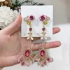 Pendientes largos de gota de cristal de flor de mariposa de lujo coreano de moda para mujer Pendientes de fiesta de gota de agua a la moda regalos de joyería