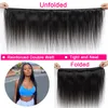 Extensions de cheveux humains brésiliens indiens lisses, Extension de cheveux noirs naturels pour femmes, vague de corps en os, 1/3/4 pièces, vente en gros de 8 pouces à 40 pouces