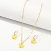 Collier Boucles D'oreilles Ensemble Couleur Or Jaune Clair Papillon Plusieurs Couleurs Résine Pendentif Lien Chaîne Dangle Insecte