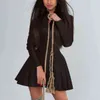 Robe en cuir de haute qualité avec fermeture éclair, Design de mode, robe Sexy pour femmes, Y220420