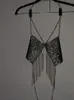 Femmes Y2K Sexy Vintage Champagne Paillettes Étincelantes Sans Manches Hauts Courts Femme Chic Streetwear Corset Halter Sling Top 220318