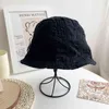 2022 New Women's Summer Thin Section Solid Color Flat Top Bucket Hat Simple Pleated Outdoor Casual Panama Cap Gorros Y220607