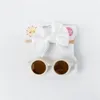 2 pièces/ensemble bébé voyage bord de mer accessoires lunettes de soleil enfants arc Nylon Turban et Boho lunettes ensemble enfants Smmer couvre-chef ensemble