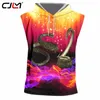 Factory Direct Supply Original Sample Design 3D Starry flame snake Print Hooded Tank Top Oversized Vest Wholesale 220623