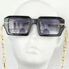 Zonnebrillen Designer Men Model Heren vierkant frame Mode-bril 40045 UV400 met ketting Originele doosgrootte 51-25-145 DJ0B