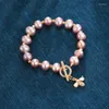 Fili di perline Perla d'acqua dolce con pacchetto di nucleo Oro che conserva il colore Quadrifoglio Ape Accessori per bracciale da donna Gioielli Inte22