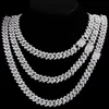 Chaînes 15mm hommes glacé chaîne cubaine collier Hip Hop bijoux or argent couleur Bling strass broche tour de cou femmes chaînes-cadeaux