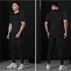 Herrspårar 2 st bastu kostym bantning män pullover sportkläder för att svettas viktminskning kör fitness gym klädset träning tracksui
