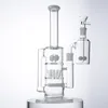 Cachimbas de tubo recto de 12 pulgadas Perc en línea Bongs de vidrio Rociador Seta Cruz Percolador Tuberías de agua 18 mm Plataformas de aceite conjuntas con recipiente para cenizas