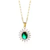 Colares de pingentes colar de cristal oval para mulheres cadeias de lábios de aço de titânio de ouro com encantos de jóias verdes de jóias de jóias