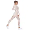 Yoga outfit Winter Hollow Out Peach Hip Seamless Pants Women's Long Sleeve and Leging Set snabbtorkande träningskläder Suityoga