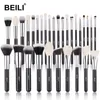 BEILI Black Makeup set Professional Natural goat hair Foundation Powder Contour Eyeshadow make up brushes 220812