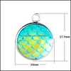 Key Rings Jewelry Mermaid Scale Pendant Fish Charm Fit Earring Bracelet Stainless Steel Round Pendants For Diy Accessories Drop Delivery 202