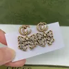 18k Gold Plated 925 Silver Luxury Brand Designers Letters Stud Flower Geometric Famous Women Round Crystal Rhinestone Pearl Earrin196J