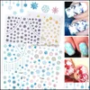 Autocollants Stickers Nail Art Salon Santé Beauté 3D Noël Curseur Autocollant Blanc Or Flocons De Neige Charmes Feuilles Adhésives Pour Manucure Décor Dr