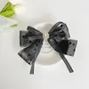 High Quality Mesh Rhinestones Bowknot Barrette Ribbon Hairpin Fashion Polka Dots Spring Clip For Women Hair Accessories