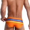 Heren Swimwear Europese en Amerikaanse gestreepte heldere zwembroek Sexy Low Taille Beach Triangle Quick Dry Shorts Heren Bikini Bottomsmen's