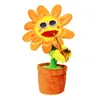 Saxophone danse et chant fleur enchanteur enchanteur de tournesol bouffés doux toys en peluche drôle électrique pour les enfants fête kawai 220615