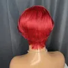 Cabelo curto reto Pixie Corte 100% Human Human Brasy Remy Hair for Black Women Full Machine feita com franja