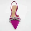 2022 spring new women's bow tie thin high heels pointed back with Baotou shoes