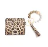 Silicona pulsera de pulgada con cuentas borla de llavero leopardo billetera de cuero 11 llaves de colores para mujeres