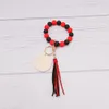 Foreign trade new food grade silicone bead bracelet tassel blank disc keychain wholesale female multi-color optional