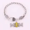 Sliver Antique Plated Multi-Color Studded With Sparkling Crystal MOM BASEBALL Or SOFTBALL Pendent Charm Sports Wheat Bracelet242S