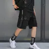 Hip Hop Summer Black Ribons Streetwear Bermuda Man Shorts wielokrotną punkową swobodną długość kolan krótkie spodnie Mężczyźni 220623