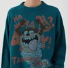 Sweaters masculinos suéter de malha de malha de malha de desenho animado pulôver vintage casual solt jumpers streetwear unissex outono japão