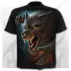 Werewolf Pattern Mens T-Shirts mens Punk style 3D Shirts O-neck t-shirt Summer Fashion Tops boy clothing large size streetwear 220418