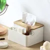 Desktop Tissue Box Multi-Function Living Room Bamboo Lid Paper Holder Box Cover Remote Control Hotel Storage Boxes by sea BBB15483