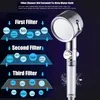 Turbocharged Shower Head filter 3 Mode Flow Adjust With Small Fan High Pressure Spray Nozzle rain Water Saving shower Accessorie 220401